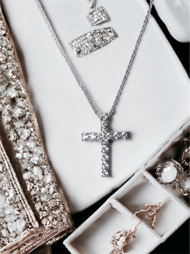 Diamanté cross necklace 